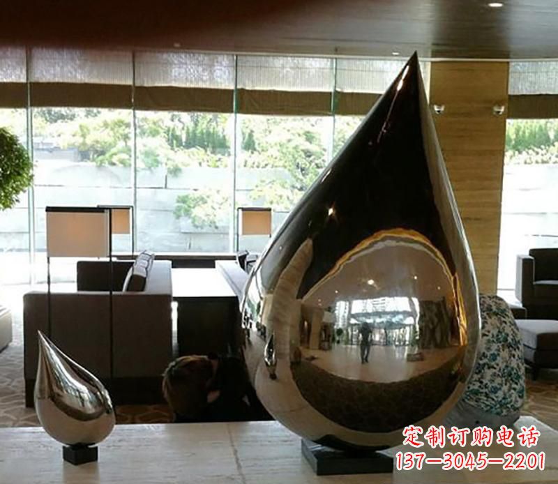 辽宁公园不锈钢水滴球景观雕塑