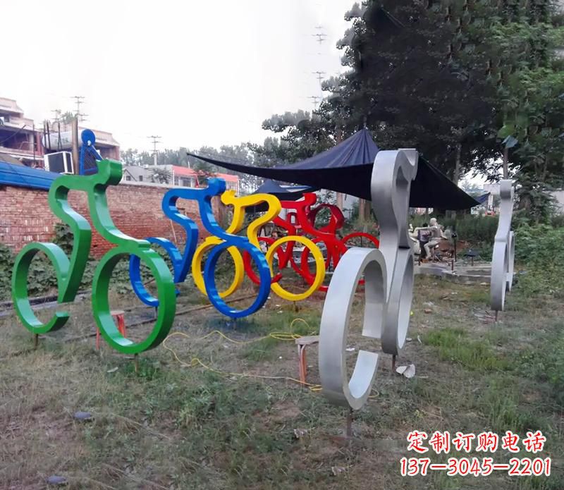 辽宁抽象不锈钢自行车雕塑