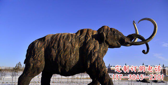 辽宁公园抽象大象动物铜雕 (2)