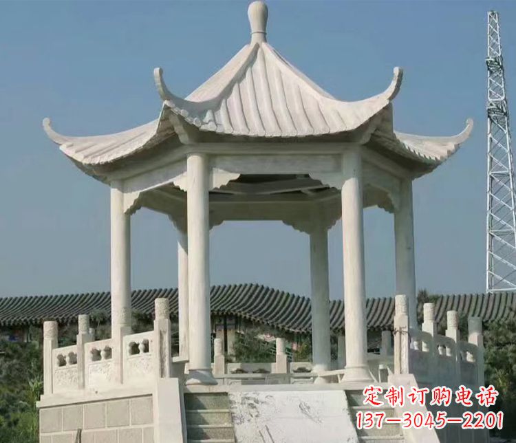 辽宁极具视觉冲击力的大理石六角石凉亭雕塑