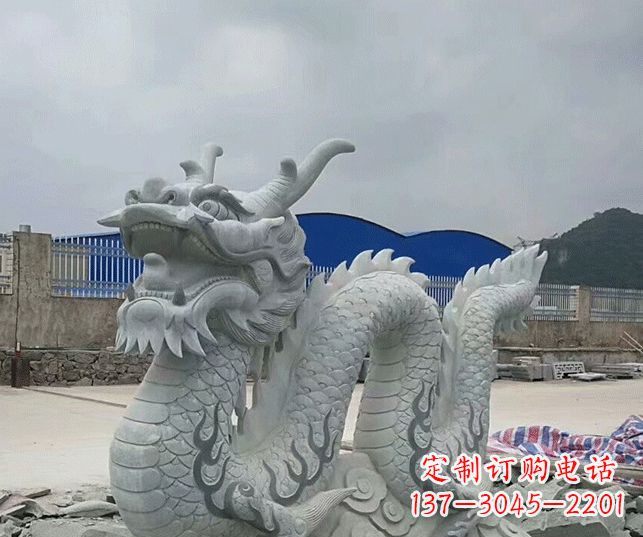辽宁公园大理石生肖龙景观石雕 (2)