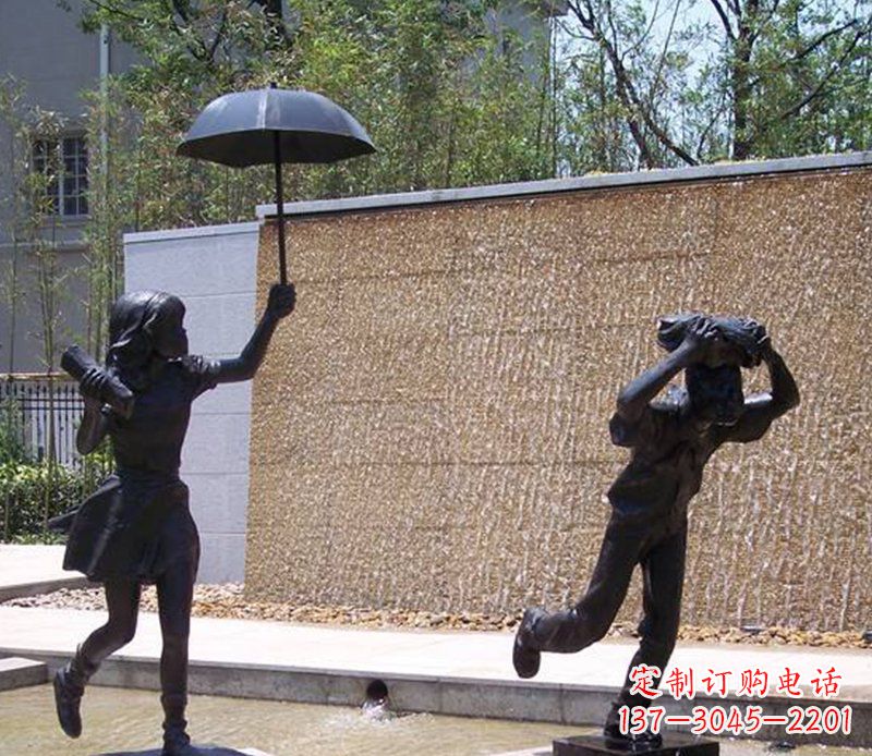 辽宁抗风雨小男孩铜雕