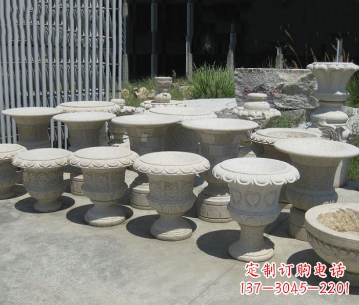 辽宁大理石花盆石雕艺术品