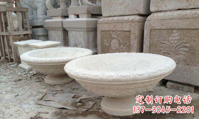 辽宁细腻雅致的大理石花盆石雕