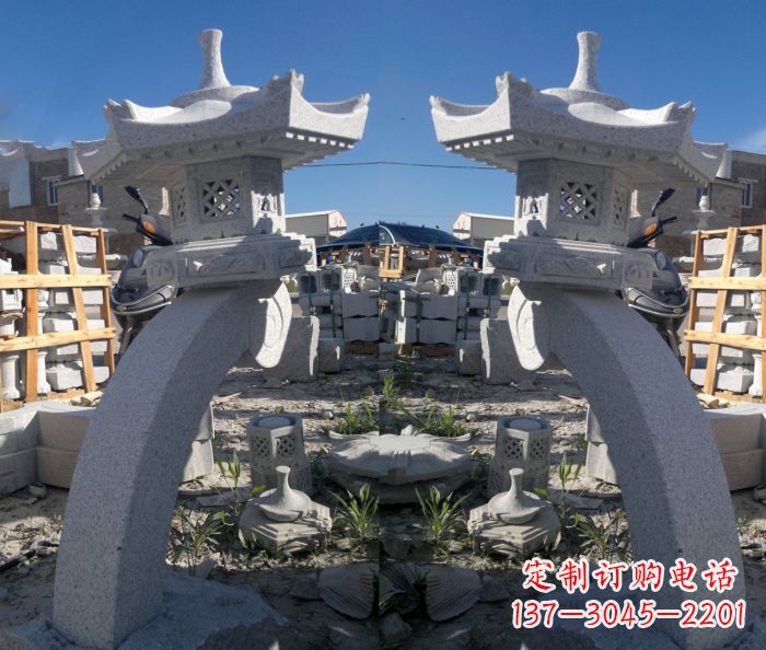 辽宁精美大理石镂空石灯雕塑