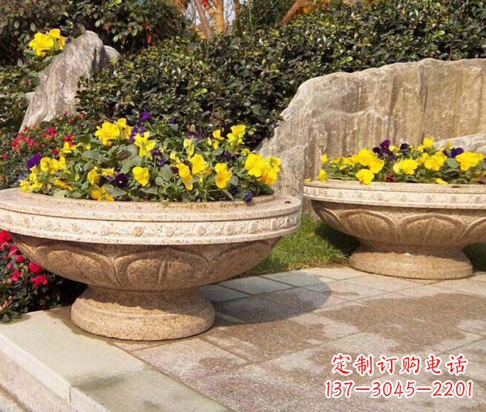 辽宁公园景观砂岩花盆石雕 (2)