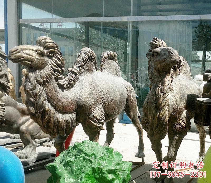 辽宁公园骆驼动物铜雕 (2)