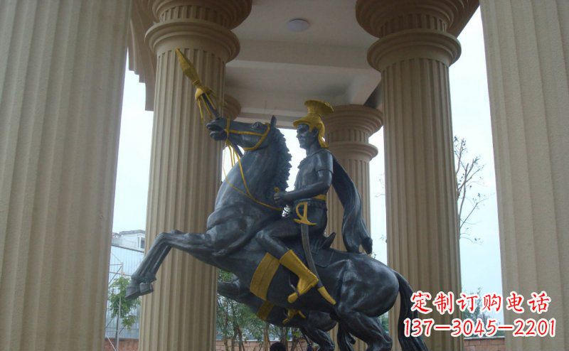 辽宁公园骑马的罗马士兵人物铜雕