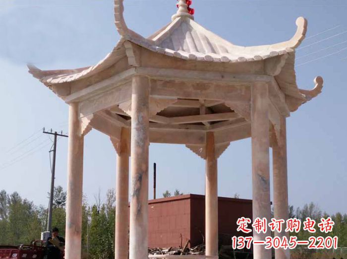 辽宁红六角凉亭雕塑