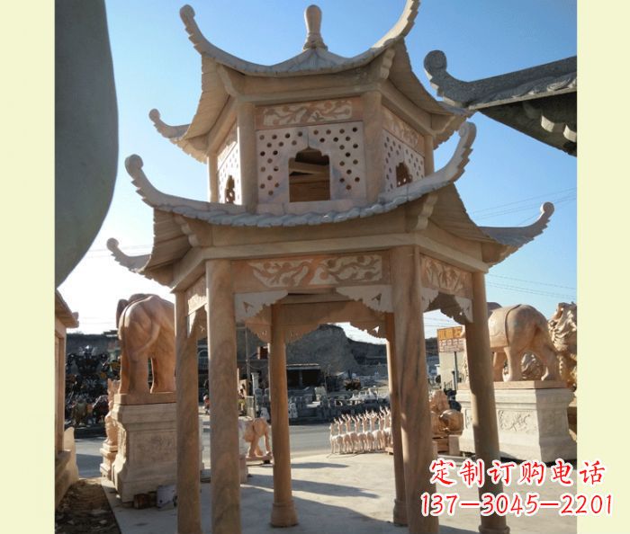辽宁中式双层石雕凉亭