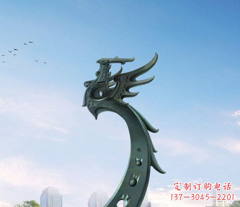 辽宁中领雕塑|抽象凤凰不锈钢雕塑