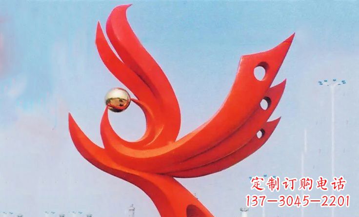 辽宁新中领雕塑-不锈钢抽象凤凰雕塑