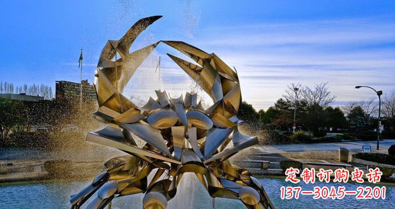 辽宁广场不锈钢抽象螃蟹喷泉景观雕塑