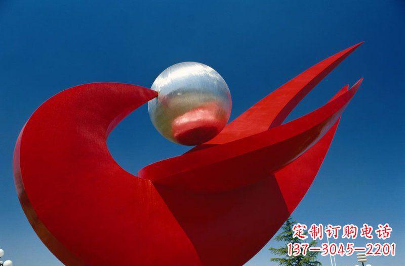 辽宁广场不锈钢和平鸽明珠雕塑 (2)