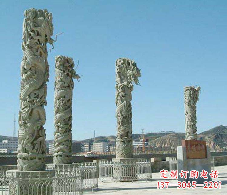 辽宁中领雕塑的大理石盘龙柱景观石雕