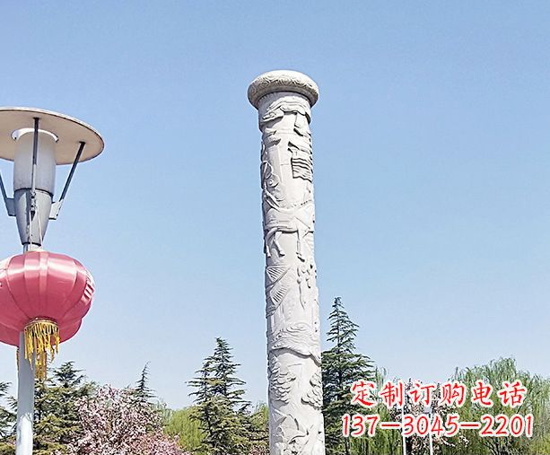 辽宁中领雕塑的大理石龙柱石雕