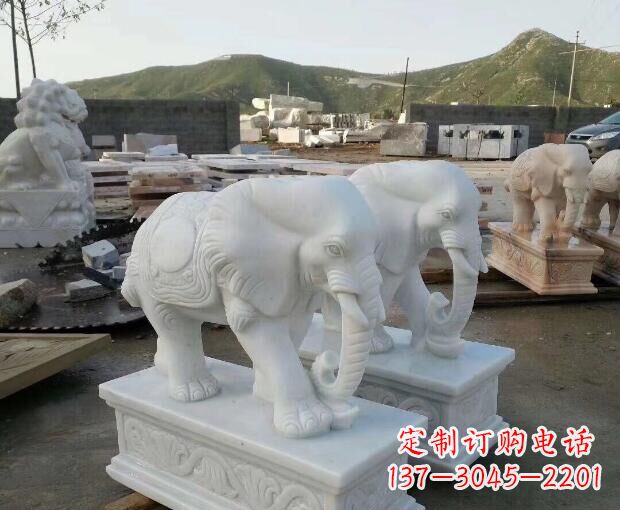 辽宁高雅大气的汉白玉吉祥大象门口雕塑