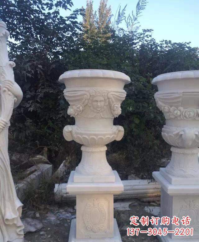 辽宁汉白玉艺术雕塑花盆