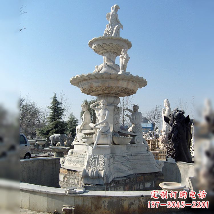 辽宁精美汉白玉欧式人物喷泉雕塑