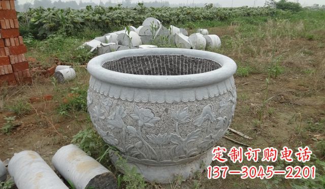 辽宁荷花花盆公园景观石雕