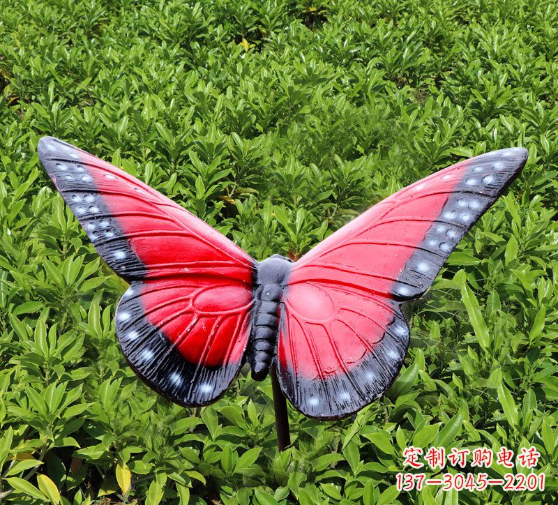 辽宁红色玻璃钢蝴蝶雕塑