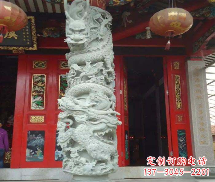 辽宁精美的大理石龙柱雕塑
