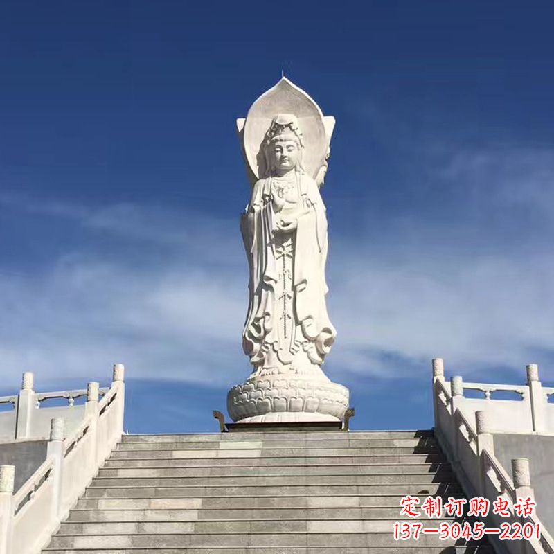 辽宁景区广场大型三面观音石雕景观雕塑