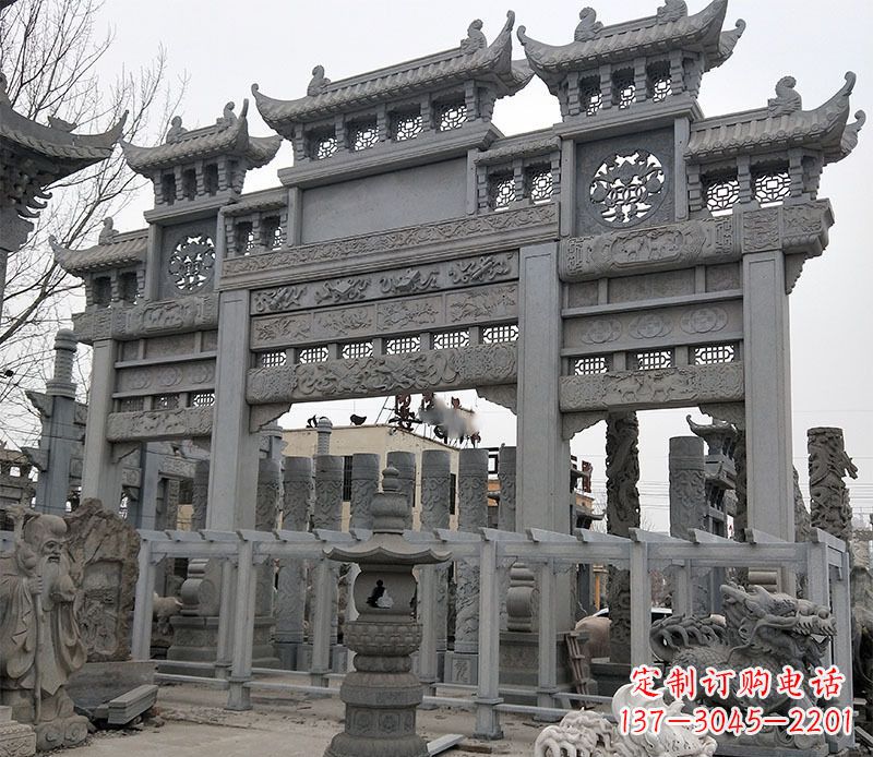 辽宁京中领雕塑:牌坊石雕定制