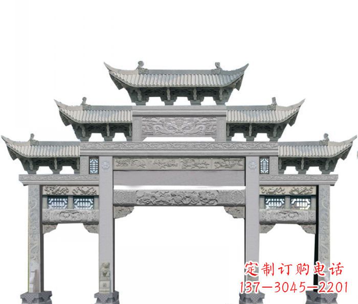 辽宁中领雕塑定制式牌坊石雕