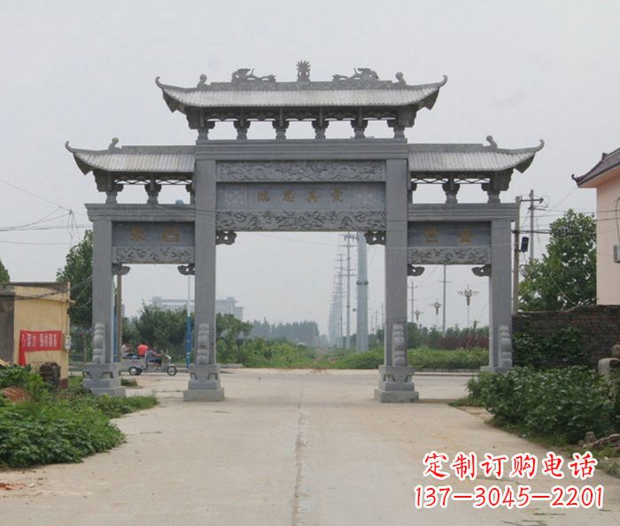 辽宁艺术雕塑牌坊精美装饰农村的美丽