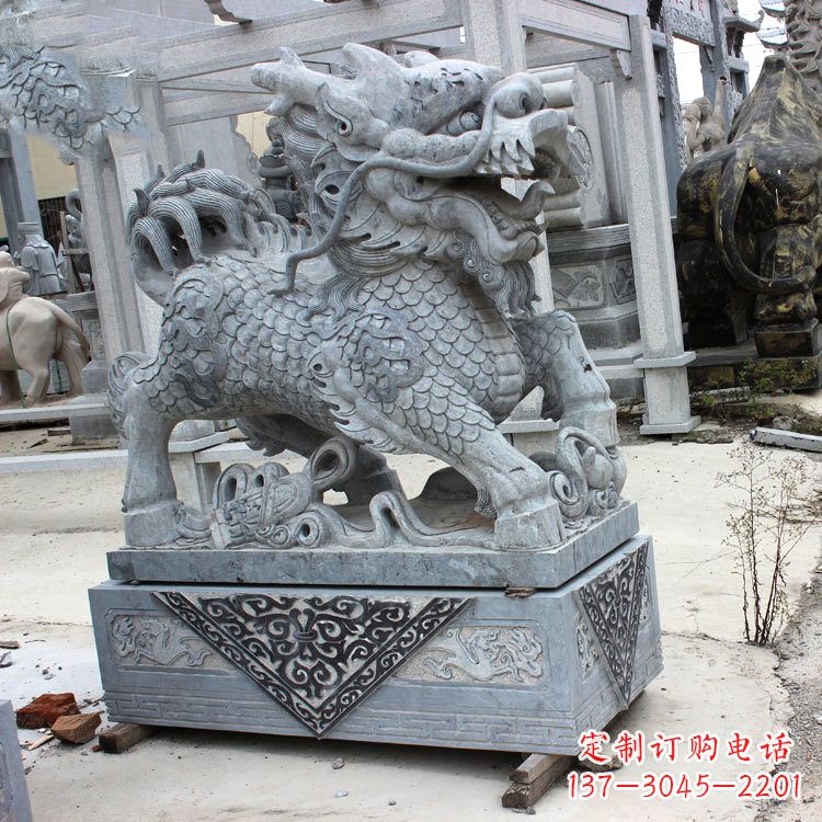 辽宁色彩缤纷的青石仿古石雕麒麟