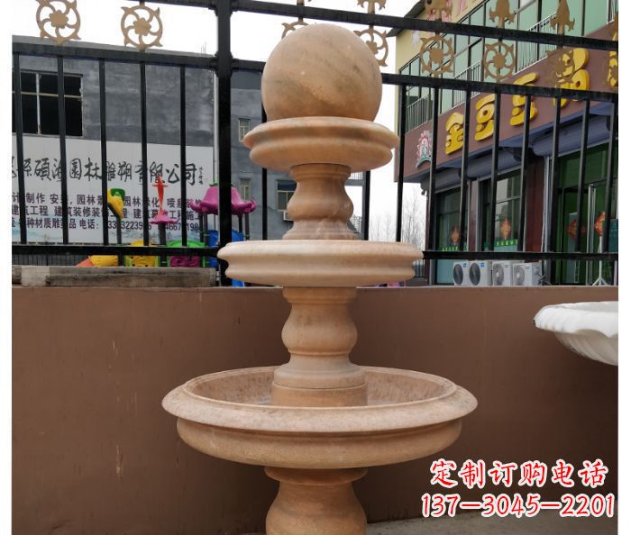 辽宁风水球石雕,晚霞红别墅装饰精品