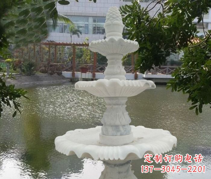 辽宁精致美观的三层喷泉汉白玉公园石雕