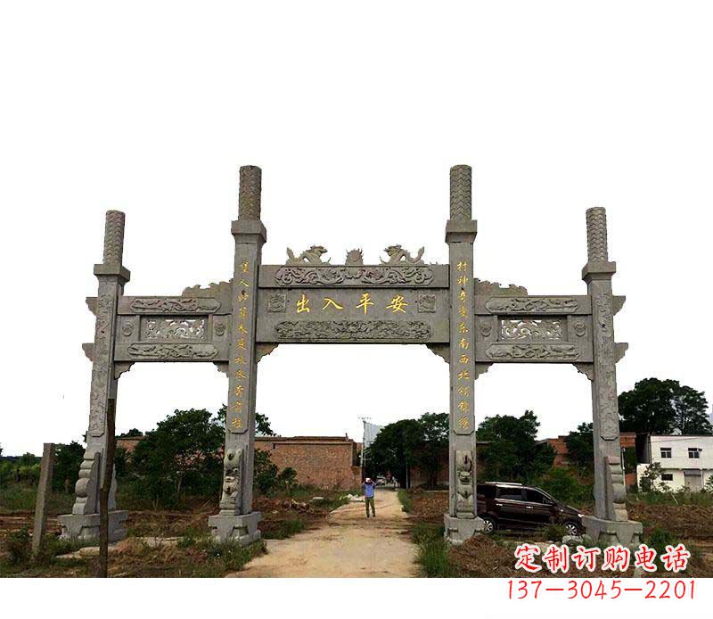 辽宁三门牌坊石雕——传承古文化风韵