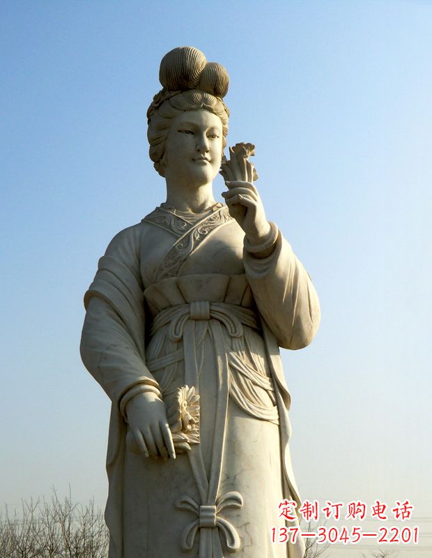 辽宁十二花神之十二月水仙花梁玉清汉白玉古代美女雕像