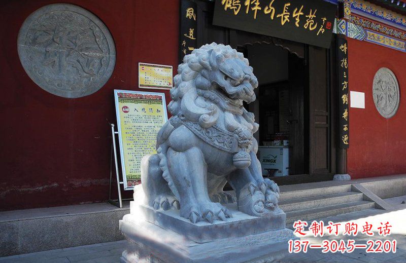 辽宁石狮子寺庙门口石雕
