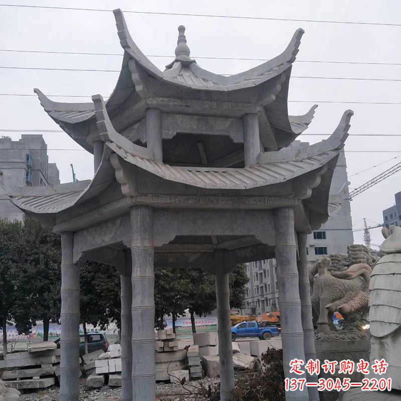 辽宁双层八角石雕凉亭