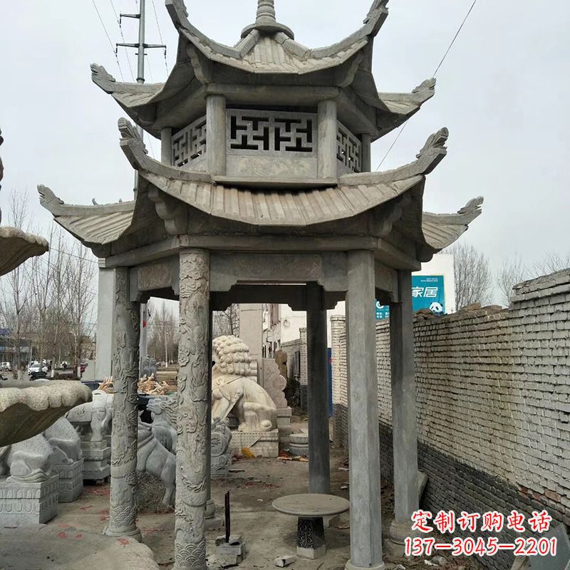 辽宁双层大理石凉亭雕塑