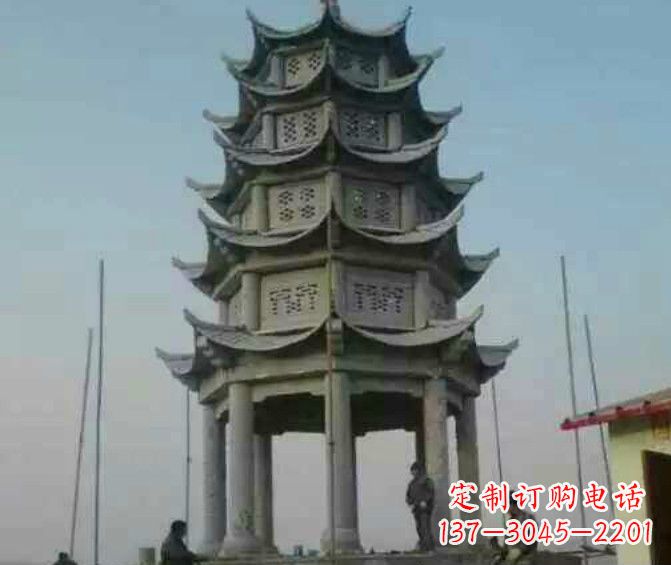 辽宁双层大理石凉亭石雕 (2)