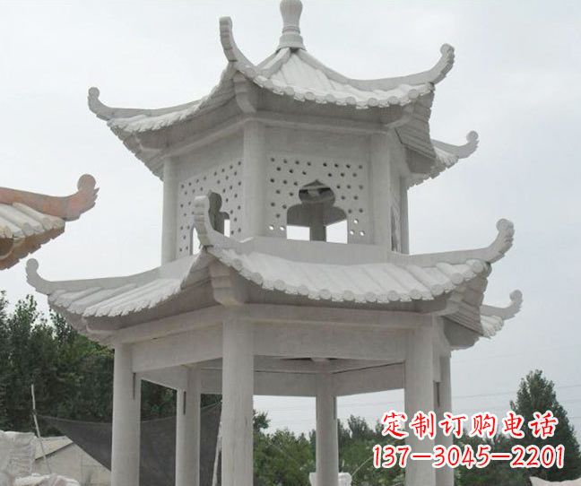 辽宁双层大理石凉亭石雕