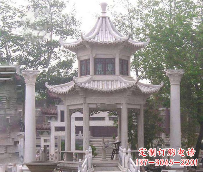 辽宁双层仿古凉亭石雕 (3)