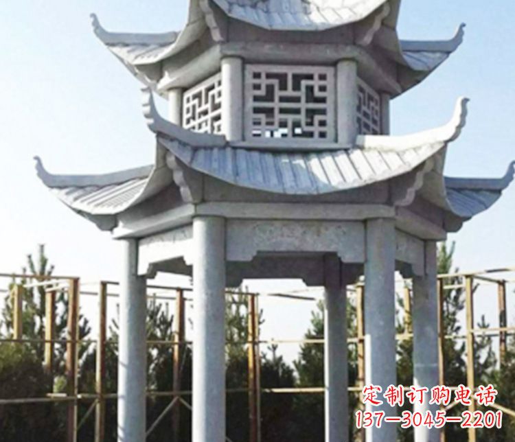 辽宁双层仿古石凉亭石雕_2