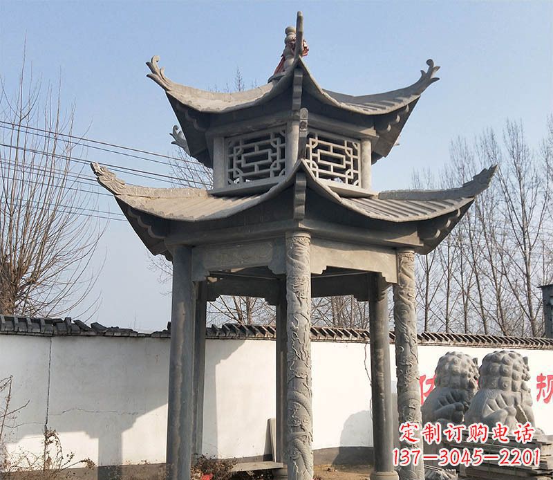 辽宁双层户外凉亭石雕 (2)