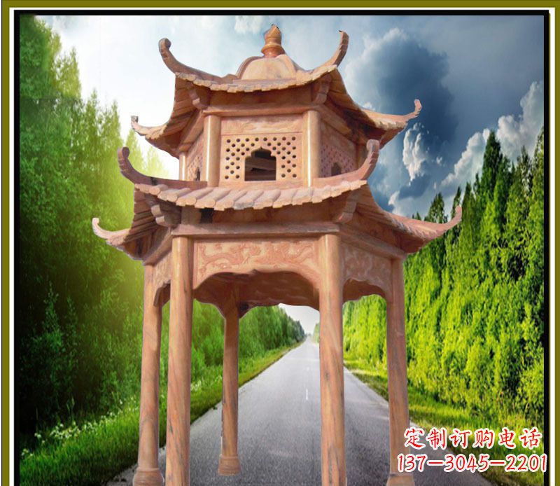 辽宁双层凉亭园林石雕
