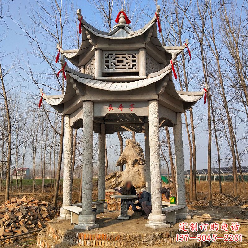 辽宁双层六角石凉亭