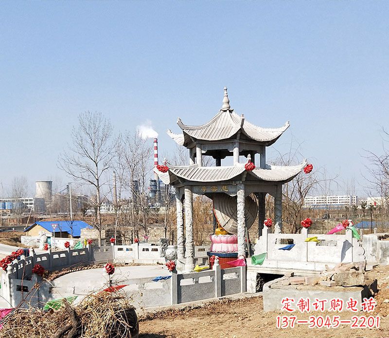 辽宁双层石凉亭石雕 (2)
