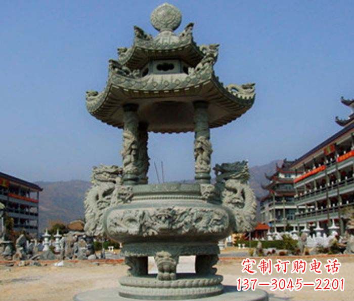 辽宁寺庙景观仿古石香炉
