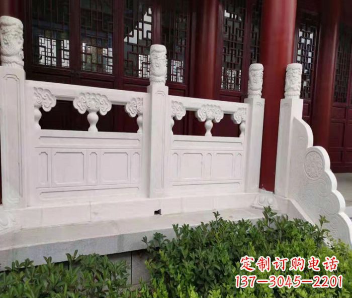辽宁寺庙景观汉白玉石浮雕栏板 (3)