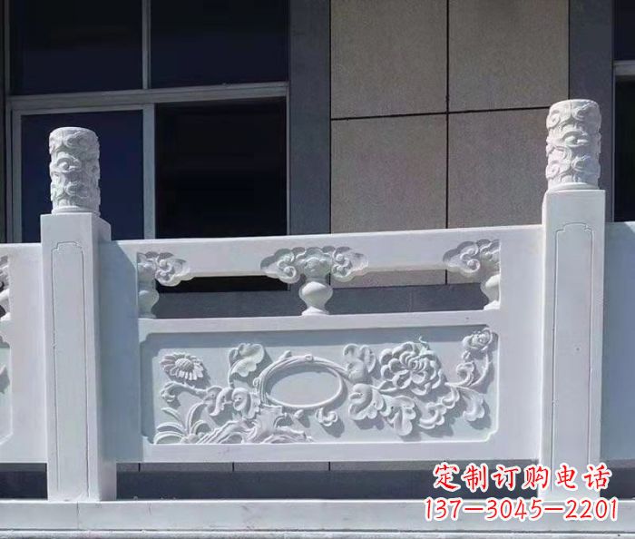 辽宁寺庙景观汉白玉石浮雕栏板 (4)