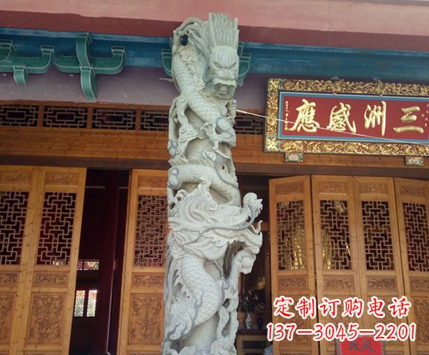 辽宁寺庙景观龙柱石雕 (2)